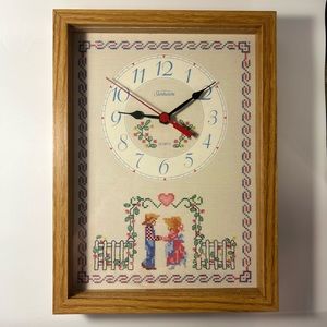 Vintage Sunbeam Quartz Wall Clock Needlepoint Cross Stitch Print Design Works